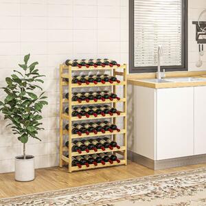 HOMCOM Scaffale Portabottiglie a 7 Livelli per 42 Bottiglie di Vino, Legno di Pino Naturale, 63x25x102cm