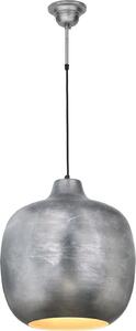 Lampada a sospensione Padiro, 40,5 x 40,5 x 43 cm, color argento, realizzata in ferro, con aspetto patinato industriale