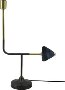 Lampada da tavolo Padiro, dimensioni 36 x 15 x 29 cm, colore nero, realizzata in ferro, con portalampada a vista e dettagli geometrici