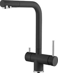 Plados Miscelatore Monocomando 3 vie Rubinetto Cucina finitura Ultragranit colore Nero Matt UG70 - Flo55