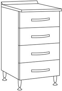 AZUR LINE Mobile Cucina Mobiletto con 4 Cassetti 40x50x85 cm colore Bianco
