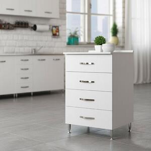 AZUR LINE Mobile Cucina Mobiletto con 4 Cassetti 40x50x85 cm colore Bianco