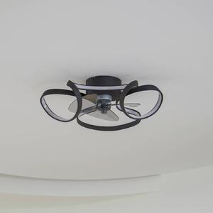Lindby Ventilatore da soffitto a LED Lomata, nero, silenzioso, Ø 23 cm