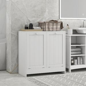 DecHome Mobile Portabiancheria con 2 Scomparti a Ribalta in Legno 66x33x68 cm colore Bianco