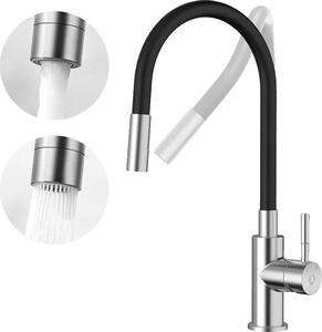 Rubinetto da cucina, con erogatore flessibile, design a basso consumo di acqua, cromato, attacco G3/8