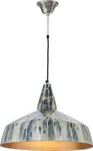 Lampada a sospensione Padiro, 49,5 x 49,5 x 33 cm, color crema, realizzata in ferro, con finitura che richiama l'estetica industriale