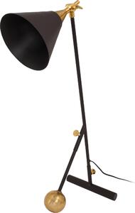 Lampada da tavolo Padiro, 50 x 16 x 76 cm - nera e dorata - in ferro - con paralume inclinato e base decorativa