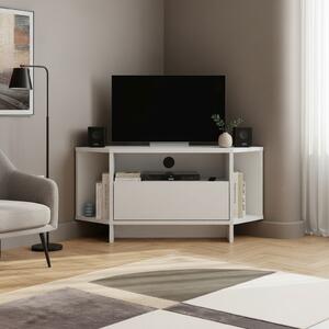 DecHome Mobile TV Angolare Moderno 1 Anta 3 Vani a Giorno Dimensioni 95,7x35,4x45,3 cm colore Bianco - Viva