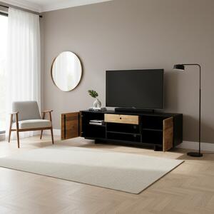 DecHome Mobile TV Industriale 2 Ante 2 Vani a Giorno 1 Cassetto in Legno Dimensioni 180x48x60 cm colore Marrone - Fresco