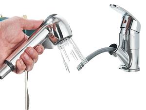 Rubinetto per lavello da cucina, cromato, miscelatore per acqua calda e fredda, finitura cromata