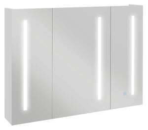 Kleankin Armadietto con Specchio con Ripiani Regolabili e Luci LED a 3 Colori, in MDF e Vetro, 90x15x70 cm, Bianco