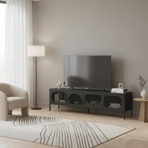DecHome Mobile TV Industriale 4 Ante in Metallo Dimensioni 180x35x50 cm colore Nero - Tayra