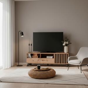 DecHome Mobile TV Moderno 1 Anta 2 Cassetti 2 Vani a Giorno Dimensioni 138x40x44 cm colore Rovere - Medan