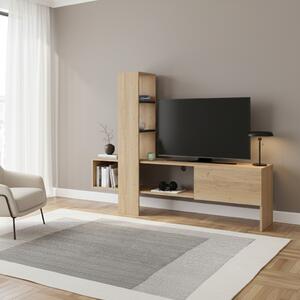 DecHome Mobile TV Moderno 1 Anta Vani a Giorno Dimensioni 180x38x138 cm colore Antracite e Rovere - Troya