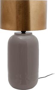 Lampada da tavolo Padiro, dimensioni 31 x 31 x 57,5 cm, colore grigio e dorato, realizzata in ferro, con paralume rotondo e base lucida