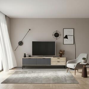 DecHome Mobile TV Moderno 2 Ante 2 Cassetti Dimensioni 180x35x47 cm colore Antracite e Rovere - Esta