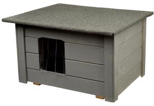 WOODOK Casetta per gatti da esterno in legno - Casetta per gatti isolata per giardino o patio - Casetta per animali da esterno, 54 x 39 x 34 cm (grigio, gatti