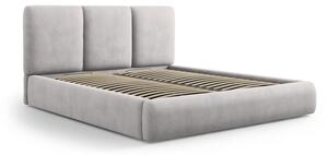 Letto matrimoniale imbottito grigio chiaro con contenitore con griglia 200x200 cm Brody - Mazzini Beds