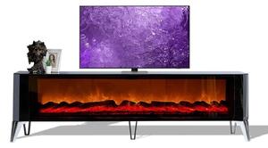 Elegante credenza TV grigia Lussuoso mobile TV per il soggiorno Caminetto