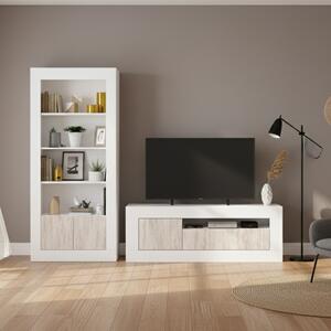 DecHome Mobile TV Moderno 2 Ante Dimensioni 139x42x53 cm colore Bianco / Legno Baltik