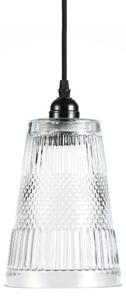 Lampada a sospensione Padiro, 14,5 x 14,5 x 25 cm - trasparente e nera - realizzata in vetro - vetro con rilievi