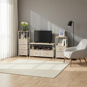 DecHome Mobile TV Moderno 2 Cassetti in Tessuto 1 Vano a Giorno in Metallo Dimensioni 98x29x56 cm colore Legno