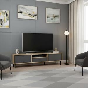 DecHome Mobile TV Moderno 3 Ante 1 Vano a Giorno Dimensioni 180x40x45 cm colore Antracite e Rovere - Lida