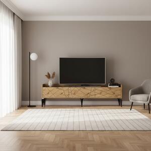 DecHome Mobile TV Moderno 3 Ante Dimensioni 180x35x49 cm colore Rovere e Grigio - Raya