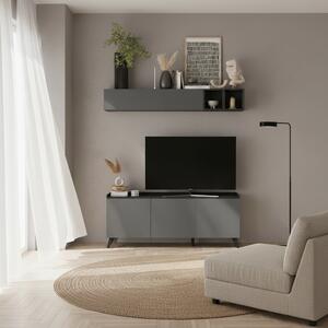 DecHome Mobile TV Moderno 3 Ante in Metallo Dimensioni 181x42x72 cm colore Ardesia - Polan