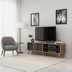 DecHome Mobile TV Scandinavo 2 Ante 2 Vani a Giorno Dimensioni 150x35x48 cm colore Noce - Rilla