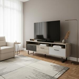 DecHome Mobile TV Scandinavo 3 Ante 3 Vani a Giorno in Legno Dimensioni 163x53x35 cm colore Rovere Naturale - Orlando