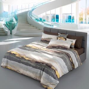 Completo Lenzuola MATRIMONIALE - 250X290 175X205 2 FEDERE 50X80 Moma BROWN Percalle Caleffi