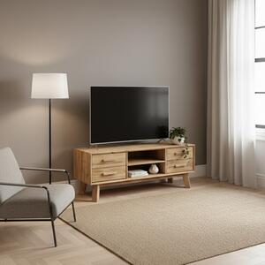 DecHome Mobile TV Scandinavo 4 Cassetti 2 Vani a Giorno in Legno Dimensioni 130x40x48 cm colore Legno