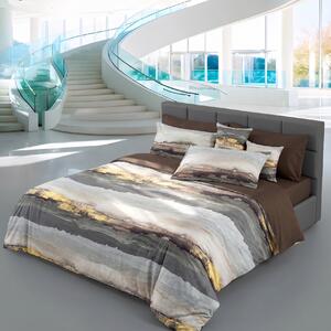 Copripiumino Con Federe MATRIMONIALE - 255X255 2 FEDERE50X80 Moma BROWN Percalle Caleffi