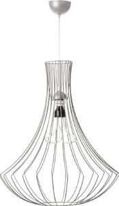 Lampada a sospensione Padiro, 52 x 52 x 60 cm, color argento, realizzata in filo di acciaio, con diffusore a forma di arco aperto