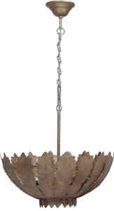 Lampada a sospensione Padiro, 77 x 77 x 31 cm, color oro, realizzata in ferro, con motivo a foglia