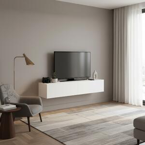 DecHome Mobile TV Sospeso Moderno 2 Ante Dimensioni 135x31,7x25 cm colore Bianco - Francy
