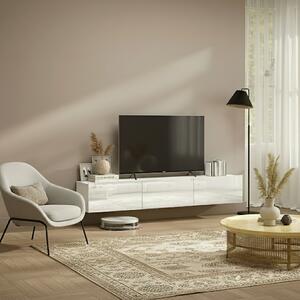 DecHome Mobile TV Sospeso Moderno 3 Ante Dimensioni 180x31,5x29,8 cm colore Bianco Lucido