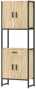 HOMCOM Armadio da cucina con 4 ante soft-close, cassetto e piano di lavoro, 60x30x170 cm, legno | Aosom Italy