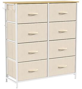 HOMCOM Cassettiera con 8 cassetti in tessuto e struttura in acciaio, beige | Aosom Italy