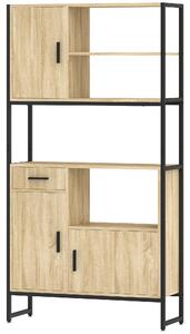HOMCOM Armadio da cucina con 3 ante soft-close, cassetto, piano di lavoro e nicchie, legno | Aosom Italy