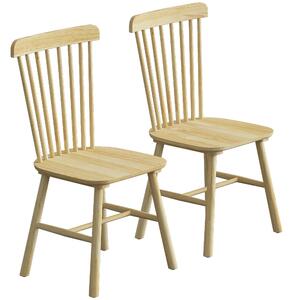 HOMCOM Set 2 sedie da pranzo imbottite con schienale curvo in legno di caucciù | Aosom Italy