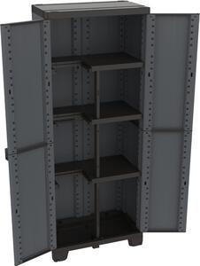 TERRY OUTLET - Armadio da Esterno Antipioggia in Plastica 2 Ante con 3 Ripiani Linea Ardesia 68x39x172 cm colore Grigio