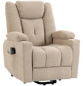 HOMCOM Poltrona relax elettrica alzapersona con massaggio, calore e velluto, bianco crema | Aosom Italy