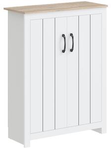 HOMCOM Scarpiera 4 livelli per 12 paia con 2 ante e ripiani regolabili, 80x32,8x105 cm, rovere e bianco | Aosom Italy