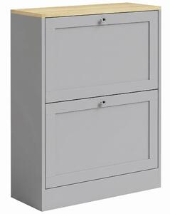 HOMCOM Scarpiera 12 paia di scarpe con 2 cassetti ribaltabili e ripiani regolabili, 60x23,5x80 cm, grigio | Aosom Italy