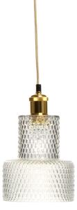 Lampada a sospensione Padiro, 17 x 17 x 27 cm - trasparente - vetro - vetro stratificato con rilievo - attacco E27