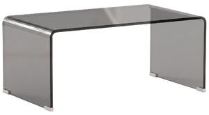 HOMCOM Tavolino da salotto in vetro rettangolare con bordi arrotondati, grigio chiaro trasparente | Aosom Italy