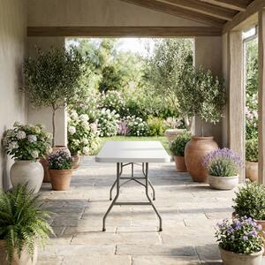 Giardini del Re OUTLET - Tavolo da Giardino Pieghevole Rettangolare in Acciaio/Polietilene Dimensioni 152x76x74 cm colore Bianco
