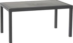 BICA OUTLET - Tavolo da Giardino Rettangolare in Polipropilene effetto Rattan 150x90x74 cm colore Antracite - Huston 9094.4